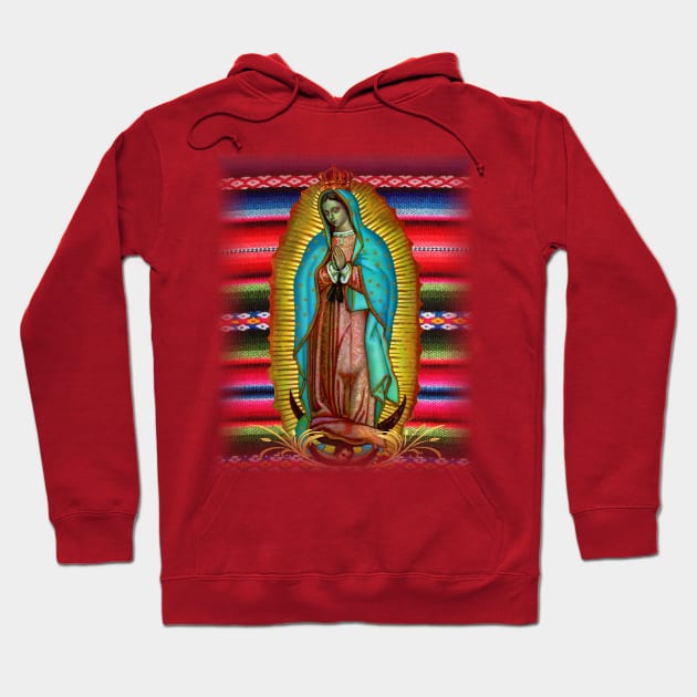 Our Lady of Guadalupe Virgin Mary Zarape Red Hoodie by hispanicworld